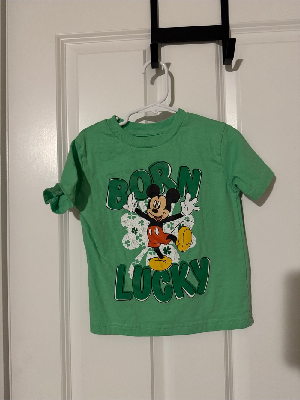 Disney Mickey Mouse 'Born Lucky' Green Short Sleeve Tee for Kids